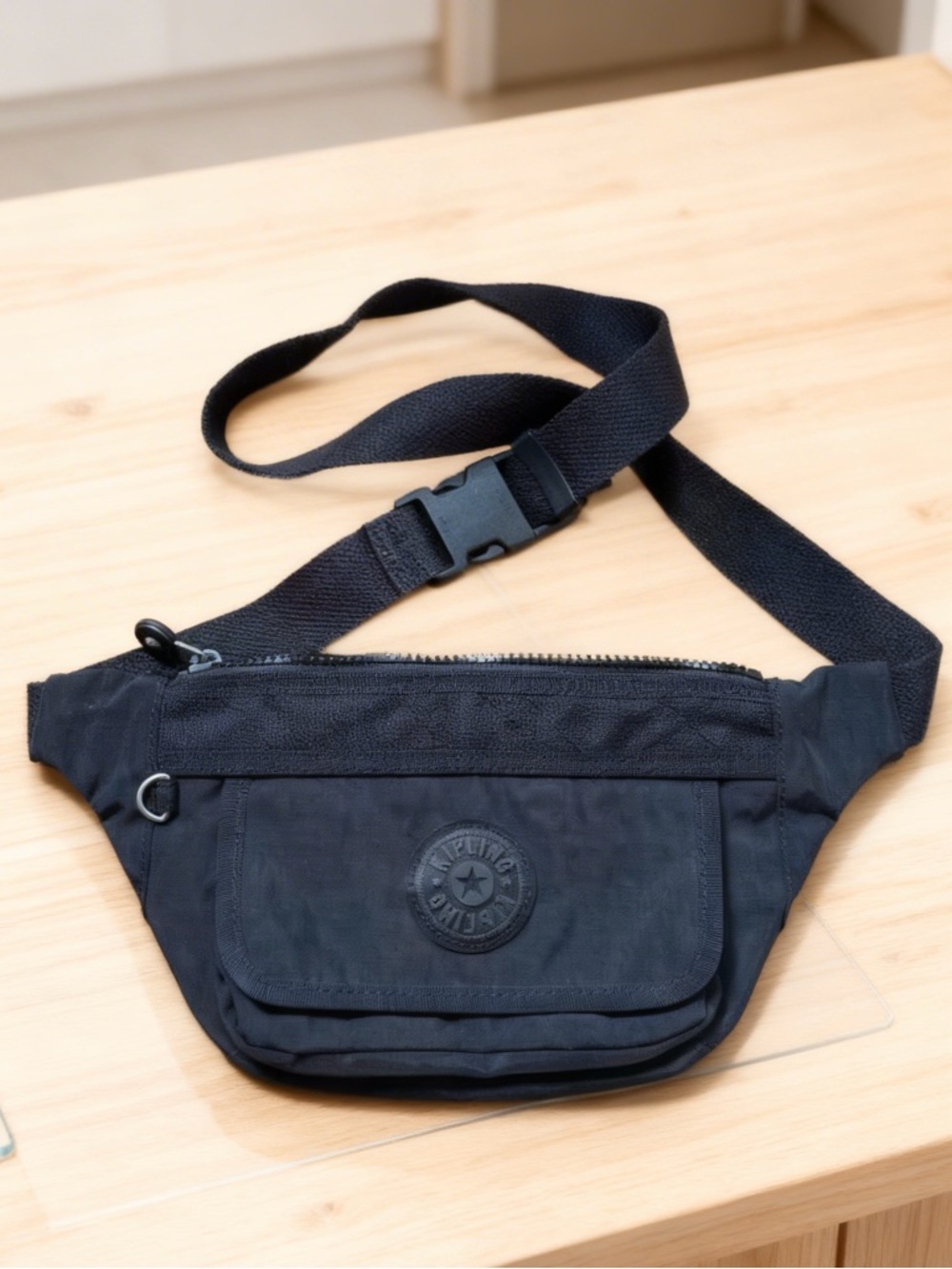 Kipling Black Women's Belt Bag with Front Flap